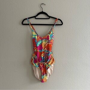 Palms Away Colorful Belted One Piece Swimwear